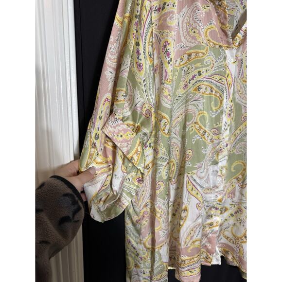 Emily Wonder Womens Colorful Paisley Print Blouse Spring Lightweight - Picture 2 of 8